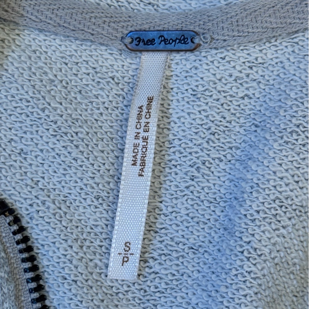Free People Tiered Trapeze Zip-Up Hoodie Swearer Gray  Women’s Size Small - Picture 8 of 12